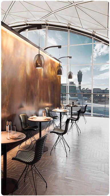 Premium airport lounge overlooking the runway